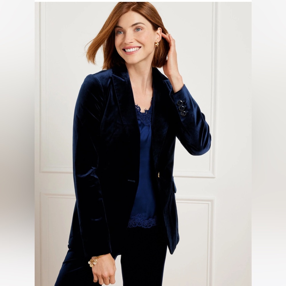 NWOT Talbots Navy Velvet Women's Blazer